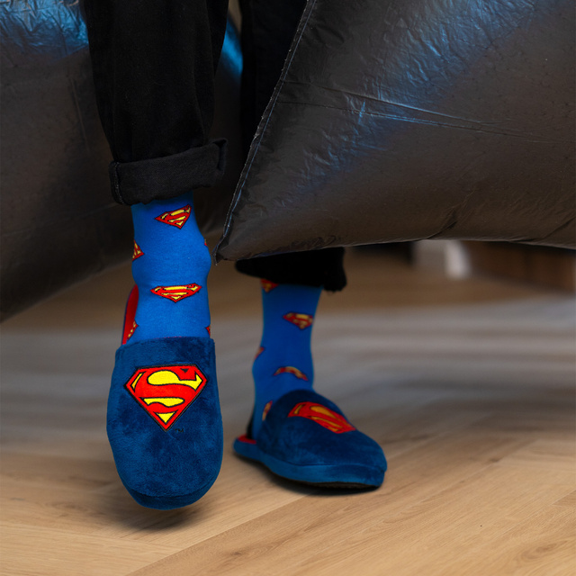 Chaussons homme SOXO SUPERMAN DC Comics avec semelle dure en TPR