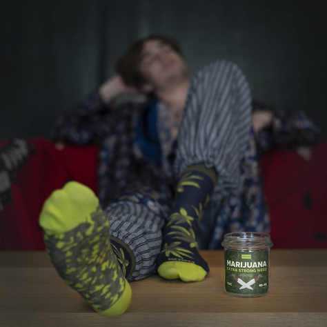 Chaussettes pour hommes Jolly Green SOXO dans un drôle de bocal en coton