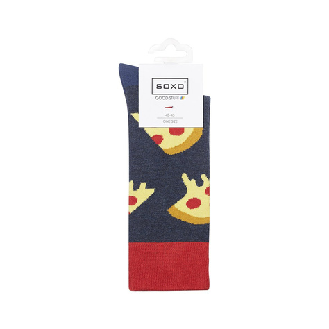 Lot de 4x chaussettes homme SOXO GOOD STUFF dans une boîte en carton | pizza | set cadeau parfait