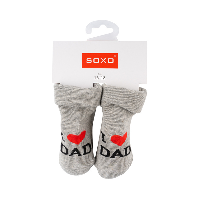 Lot de 3x chaussettes bébé SOXO bleu marine avec inscription 