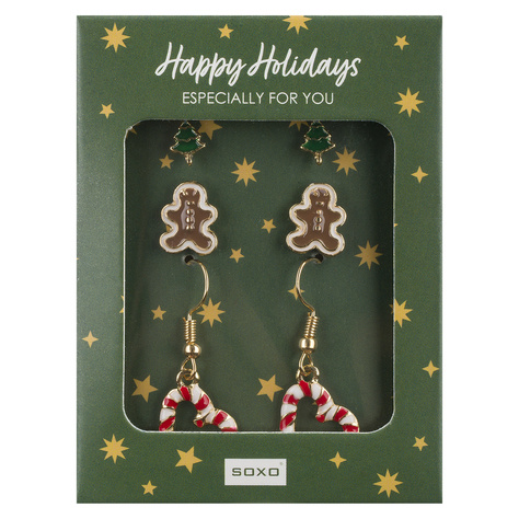 SOXO | Boucles d'oreilles sapin de Noël | Cake folk | Bâtons de Noël | Idée cadeau pour elle | Noël