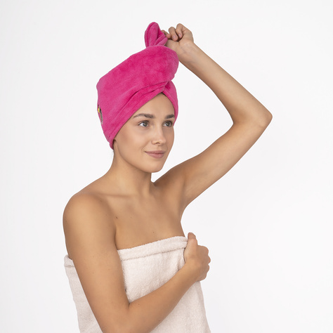 MOMO WAY turban de bain rose | serviette toucan