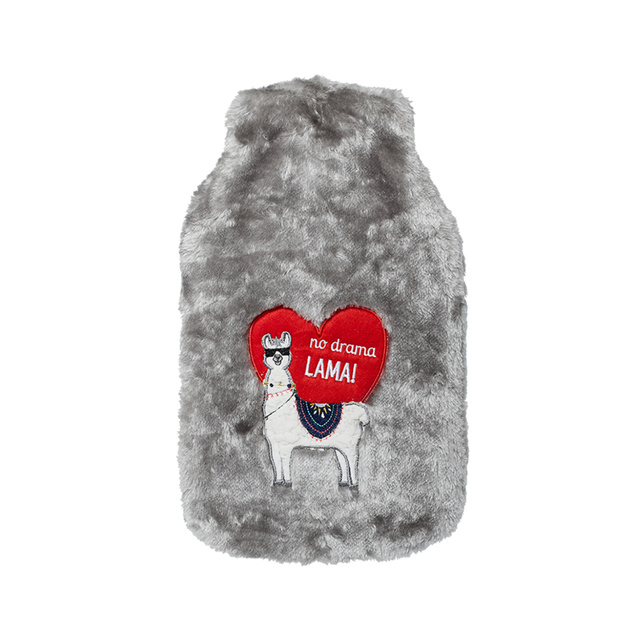 SOXO thermoforor gris LARGE 1.8L chauffant dans pochette en fourrure LAMA HEART cadeau