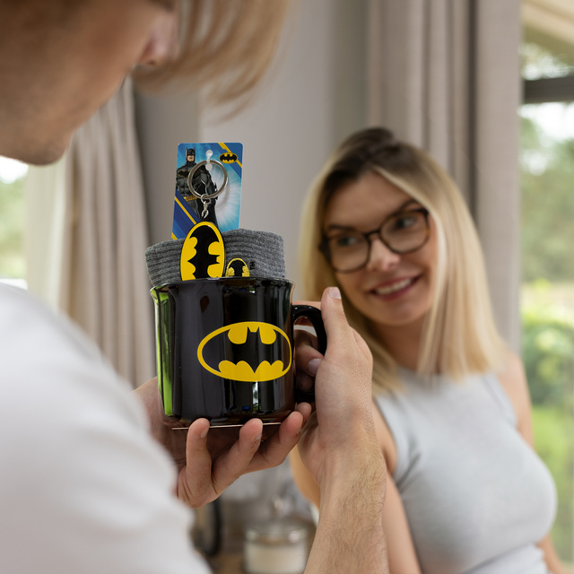 Set Batman mug chaussettes et porte-clés
