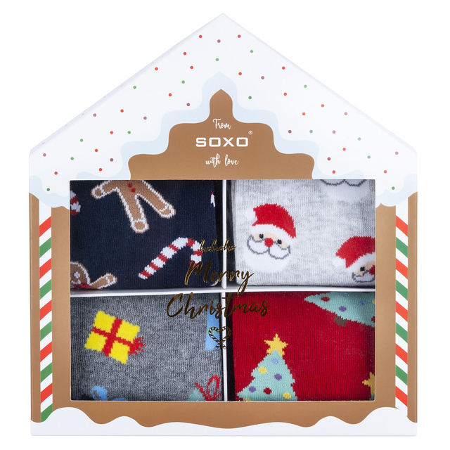 Set 4x Chaussettes colorées pour femmes et SOXO gris thermofor LARGE 1.8l en pull-over housse plein d'amour