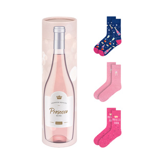 Lot de 3x chaussettes SOXO Prosecco pour femme en tube | cadeau idéal pour elle