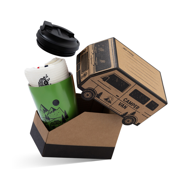 Coffret Cadeau Chaussettes Camping-car + Mug Thermique