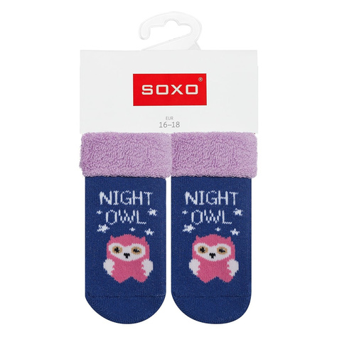 Chaussettes bébé colorées SOXO avec lettrage hibou 