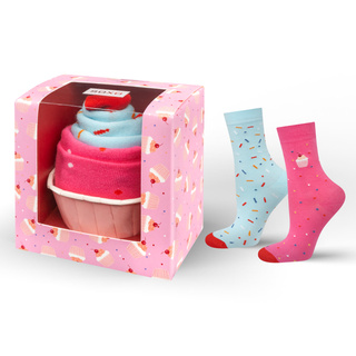 Chaussettes roses SOXO cupcake pour femmes - 2 paires