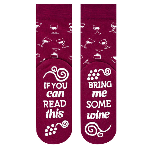 Lot de 2 chaussettes pour femmes SOXO GOOD STUFF drôles de vin rouge et blanc dans une bouteille cadeau