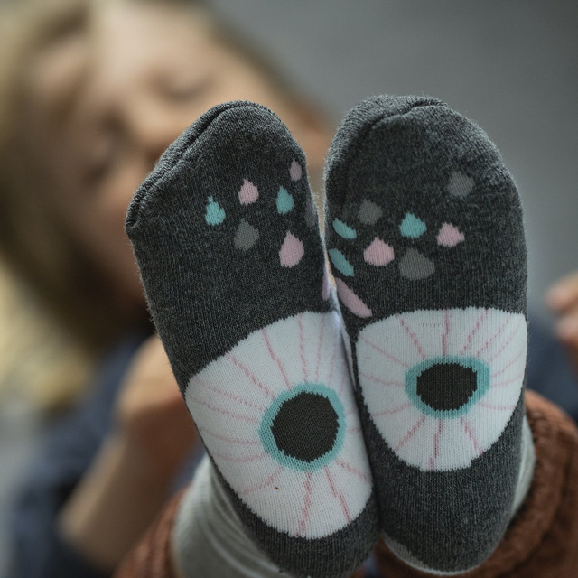 Chaussettes pour enfants gris SOXO joyeux chaud éponge hibou 