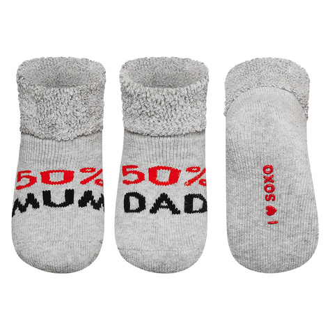 Chaussettes grises pour bébé SOXO avec inscription 