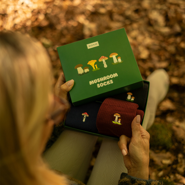 Lot de 4x chaussettes pour femmes SOXO champignons dans un paquet édition premium