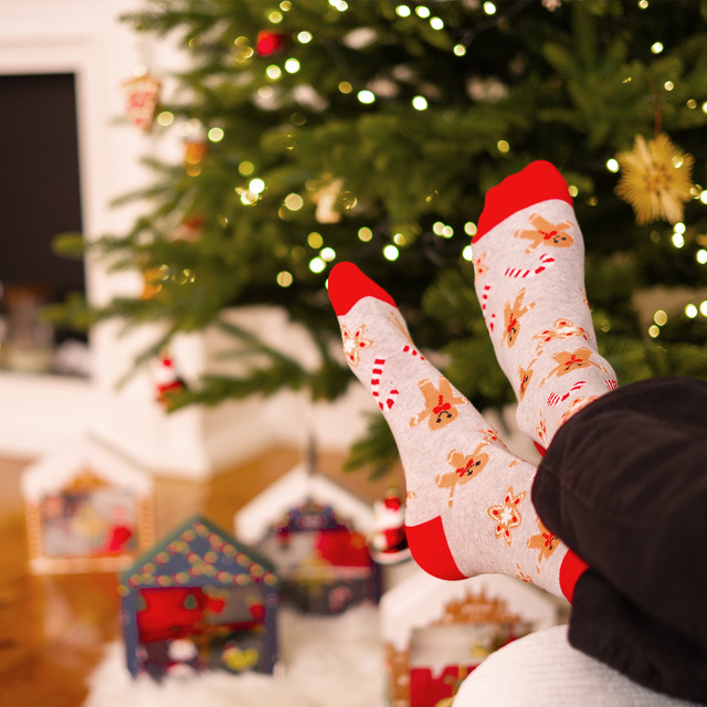 Set 4x chaussettes colorées pour hommes SOXO GOOD STUFF joyeux Noël cadeau chaussettes en coton