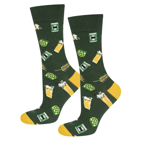 SOXO GOOD STUFF chaussettes colorées pour hommes, bière blonde en boîte, cadeau pour petit ami, vert  