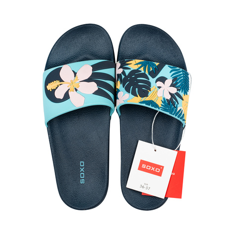 Tongs de plage SOXO Premium pour femmes et hommes, en caoutchouc, à motif floral, idéales pour les vacances d'été et la piscine