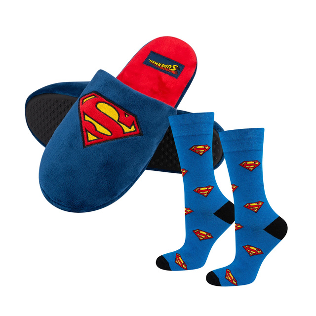 Lot de 1x Chaussettes colorées SOXO Superman et 1x Chaussons homme Superman