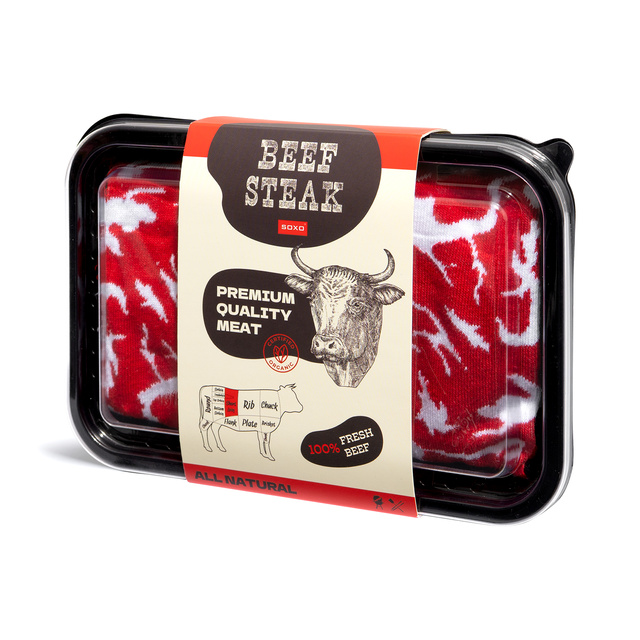 Ensemble de chaussettes à steak et de chaussettes à hamburger dans une boîte