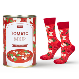 Chaussettes pour hommes | Soupe aux tomates SOXO GOOD STUFF pour femmes en boîte, colorée comme cadeau pour lui | pour elle unisexe