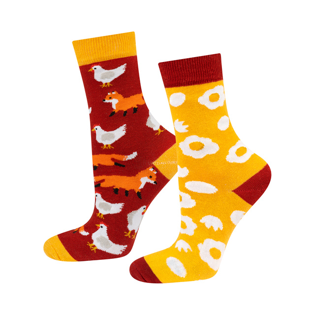 Chaussettes femme colorées SOXO poule et oeuf