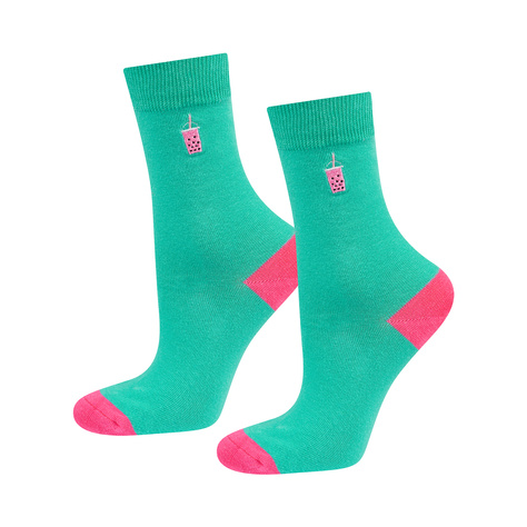 Chaussettes Bubble Tea turquoise de Soxo pour hommes - 2 paires