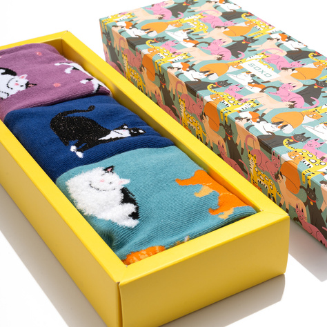 Chaussettes pour femmes SOXO chats en emballage - 3 paires