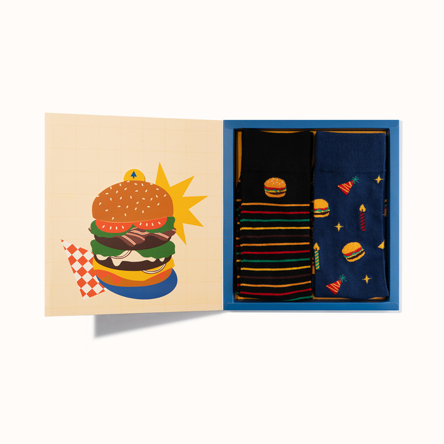 Chaussettes Carte d'anniversaire Burger 2 Paires