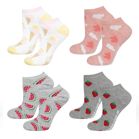 Lot de 4x chaussettes pour femmes SOXO | motifs colorés et amusants