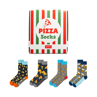 Lot de 4 chaussettes homme SOXO GOOD STUFF dans une boîte à pizza