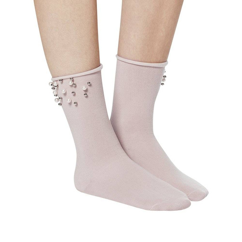 SOXO Chaussettes pour femmes avec 'Pearls' rose clair