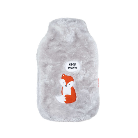 Chauffage SOXO gris 1.8l dans une housse en peluche pour rester au chaud idée cadeau