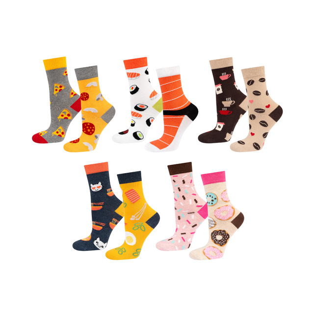 Lot de 5 chaussettes colorées pour femmes SOXO avec pizza