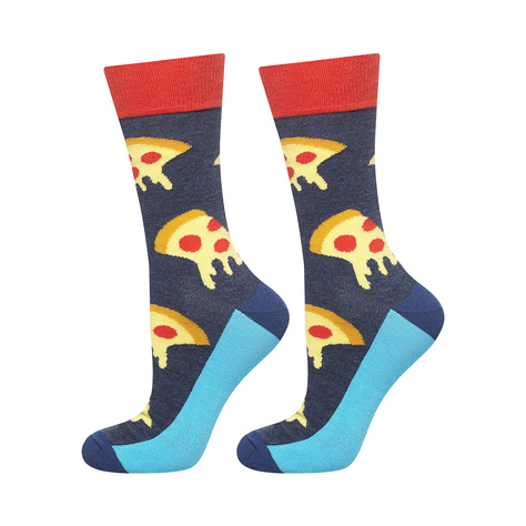 SOXO GOOD STUFF - chaussettes colorées pour homme - pizza - idée cadeau - pour lui