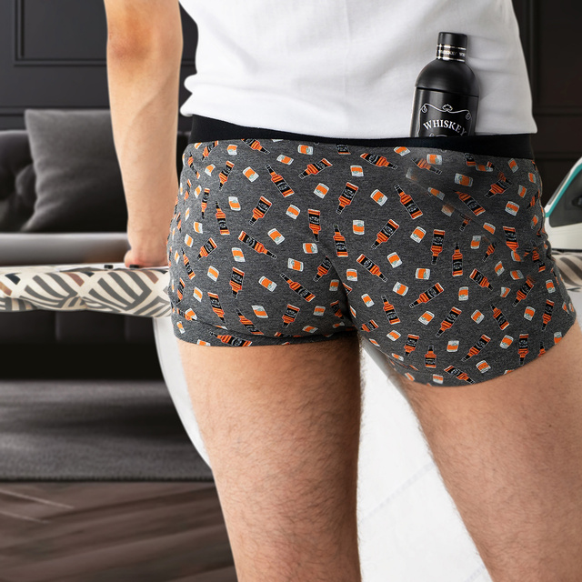 Boxer homme Whisky en bouteille SOXO | Idée cadeau | Fête des garçons | Culotte en coton