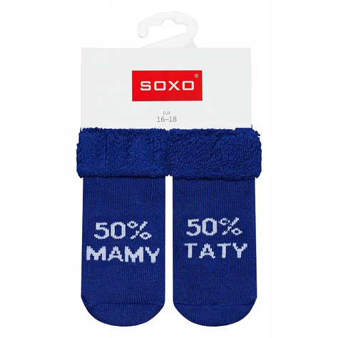 Chaussettes bébé bleu marine SOXO avec inscription 