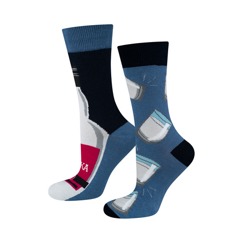 Lot de 2x chaussettes colorées pour hommes SOXO GOOD STUFF Vodka en bouteille et bière en canette coton amusant 