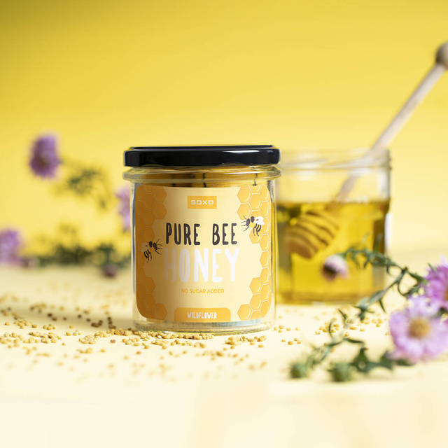 Chaussettes colorées SOXO GOOD STUFF Pure Bee Honey dans un pot de coton amusant