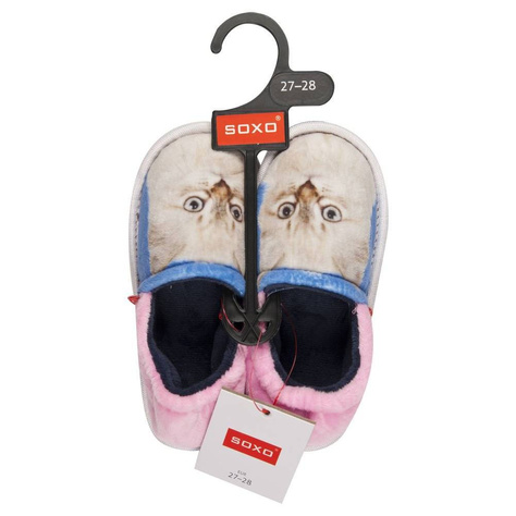 Chaussons roses pour enfants SOXO avec une image de chat