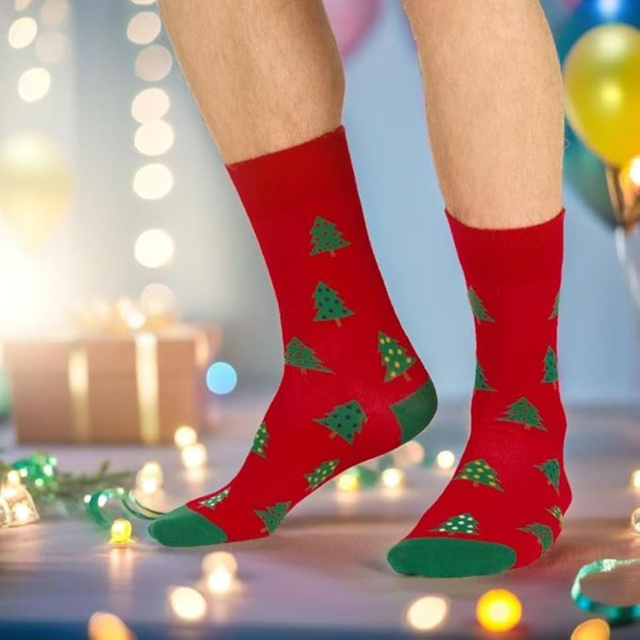 Set 4x chaussettes colorées pour hommes SOXO GOOD STUFF joyeux Noël cadeau chaussettes en coton