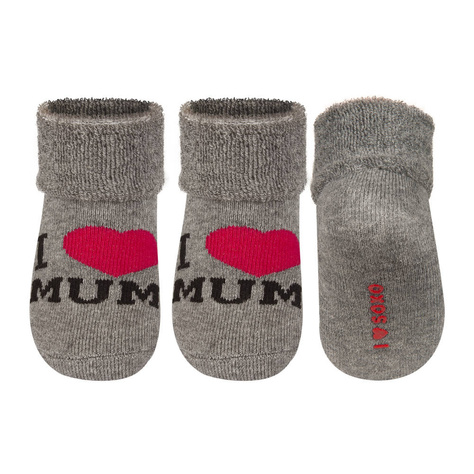 Chaussettes bébé SOXO grises avec inscription 