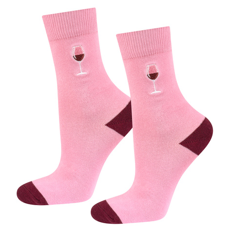 Lot de 3x chaussettes SOXO pour femmes, drôle de vin rouge, dans un tube cadeau 