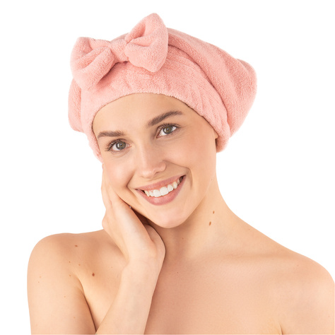 MOMO WAY turban de bain rose avec noeud | serviette de bain 