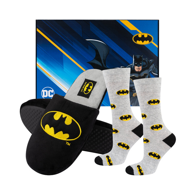 Lot de 1x chaussettes colorées SOXO Batman pour homme et 1x pantoufles Batman pour homme 