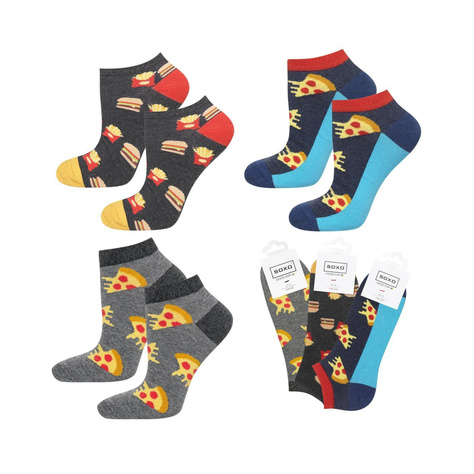 Lot de 3x chaussettes en coton coloré SOXO GOOD STUFF pour hommes pizza | fast food