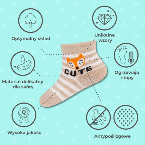 Chaussettes bébé SOXO colorées avec lettres de renard mignonnes