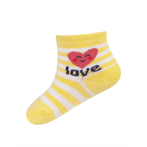 Chaussettes bébé jaunes SOXO avec inscription 