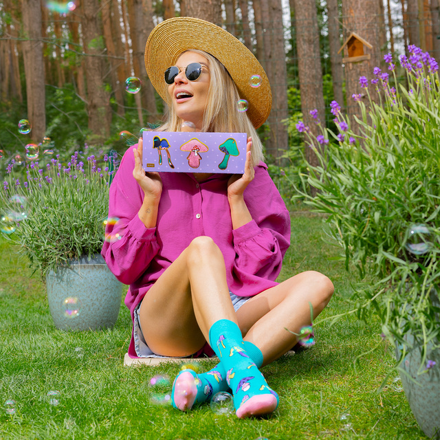 Lot de 3x chaussettes pour femmes SOXO champignons dans un paquet édition premium