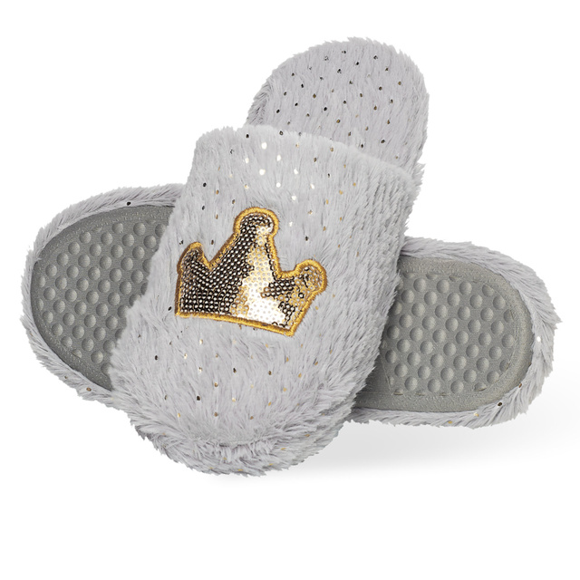 Pantoufles grises SOXO pour femmes avec semelle dure TPR | couronne