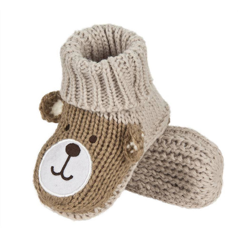 Chaussons de bébé SOXO beige avec ourson