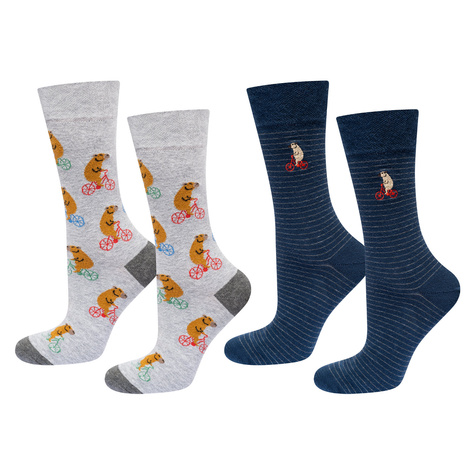 Chaussettes cyclistes capybara SOXO pour homme - 2 Paires